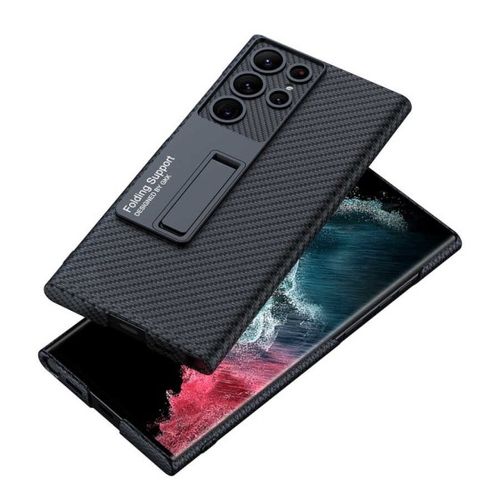 Galaxy S23 Ultra Kılıf Zore Kıpta Standlı Kapak - Koyu Mor