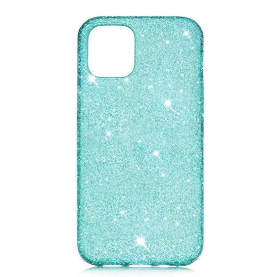 Apple iPhone 12 Pro Max Kılıf Parlak Simli Esnek Silikon Kapak - Yeşil