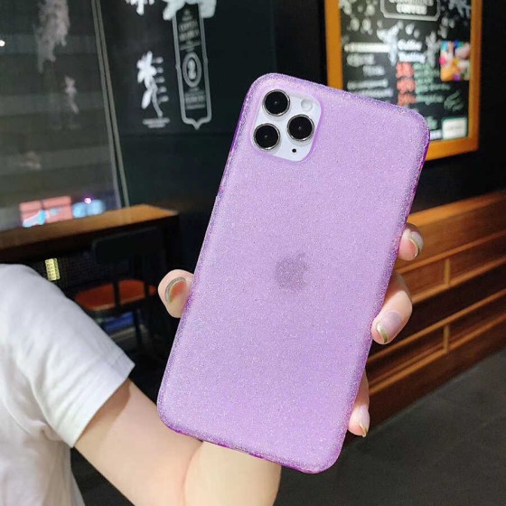 Apple iPhone 12 Pro Max Kılıf Parlak Simli Esnek Silikon Kapak - Yeşil