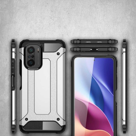 Xiaomi Redmi K40 Kılıf Darbeye Dayanıklı Çift Katmanlı Zırhlı Ultra Korumalı Kapak - Siyah
