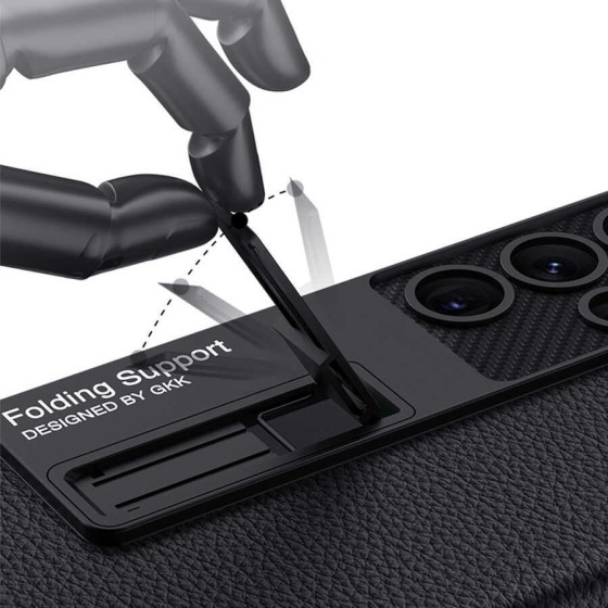 Galaxy S23 Ultra Kılıf Zore Kıpta Standlı Kapak - Koyu Mor