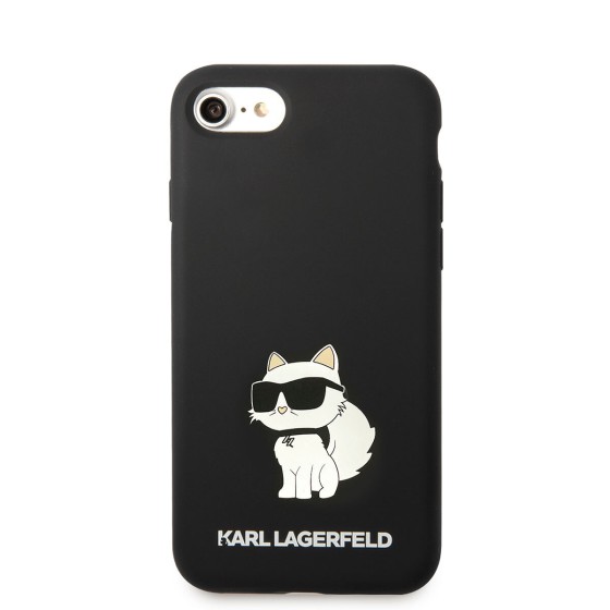 Apple iPhone 7 Kılıf Karl Lagerfeld Silikon Choupette Dizayn Kapak - Siyah