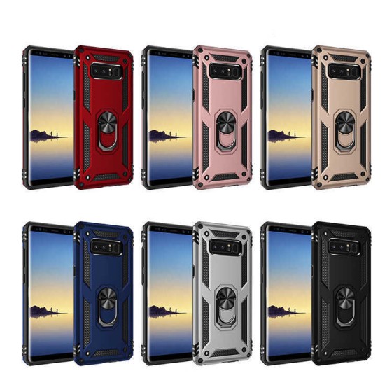 Samsung Galaxy Note 8 Kılıf Manyetik Yüzüklü Standlı Polikarbon Airbag Kapak - Gold
