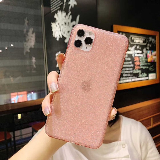 Apple iPhone 12 Pro Max Kılıf Parlak Simli Esnek Silikon Kapak - Yeşil