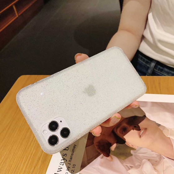 Apple iPhone 12 Pro Max Kılıf Parlak Simli Esnek Silikon Kapak - Yeşil