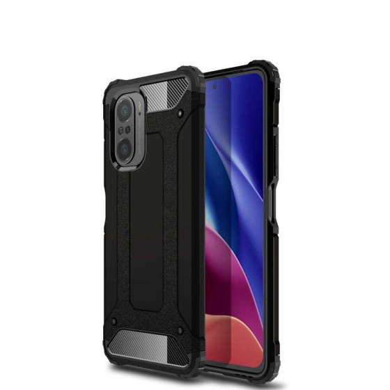 Xiaomi Redmi K40 Kılıf Darbeye Dayanıklı Çift Katmanlı Zırhlı Ultra Korumalı Kapak - Siyah