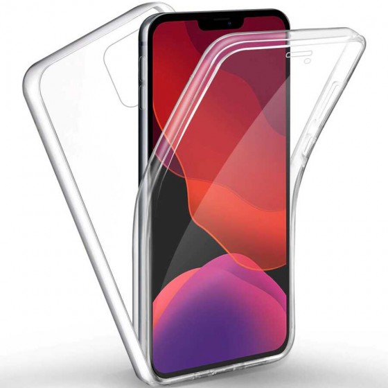 Apple iPhone 12 Kılıf 360 Derece Tam Koruma Şeffaf Silikon Kapak - Renksiz
